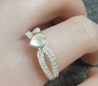 925 Silver CZ Heart Split Shank gem ring