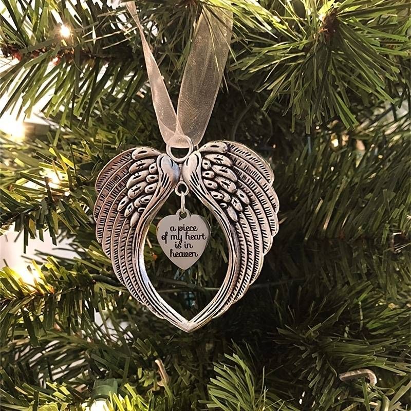 My Heart Is In Heaven Angel Wings Christmas Ornaments