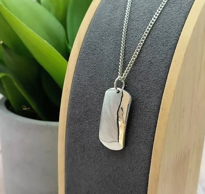 Dog Tag Pendant Engraving Blank 925 Silver with your engraving and chain length of your choice