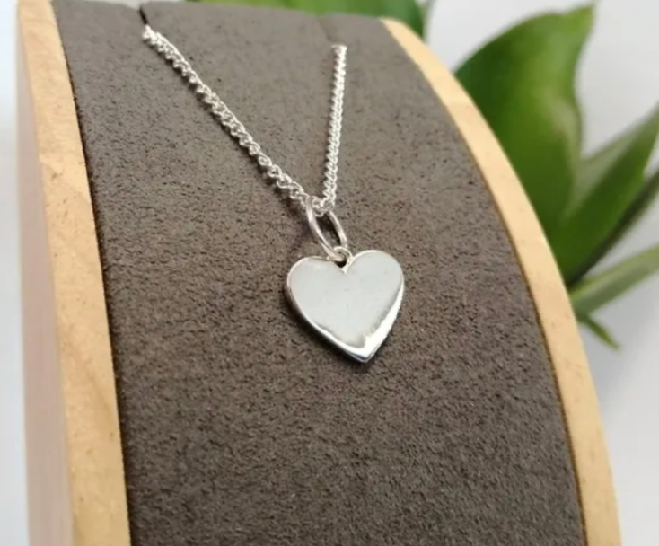 sterling silver Heart pendant 13x10mm with your engraving and chain length of your choice
