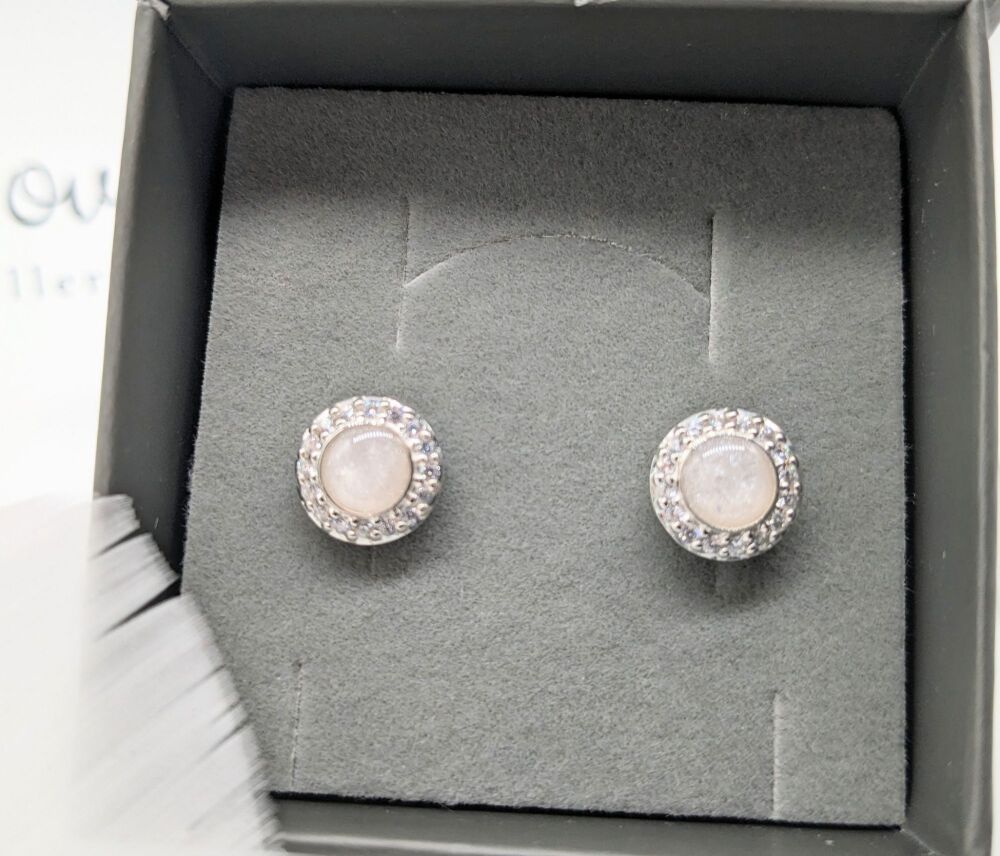 Silver Round Diamonte Stud Earrings