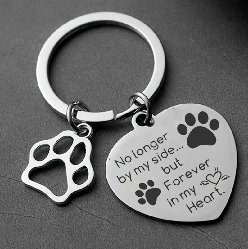"No longer by my side but forever in my heart" keyring, pet loss, pet memorial