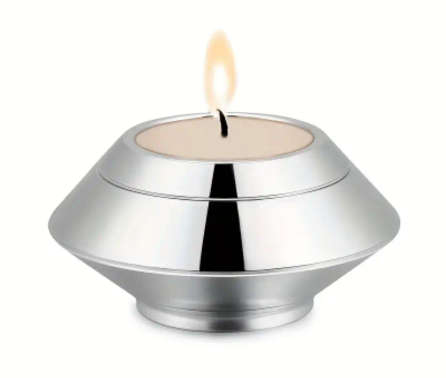 Miniature tealight holder urn - brushed steel colour