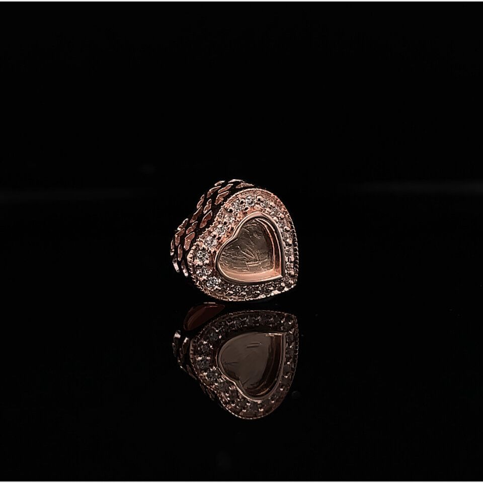 Sterling Silver with Rose Gold Plate  Heart Diamonte Charm