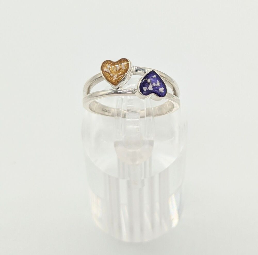 925 Silver Twin Hearts  ring