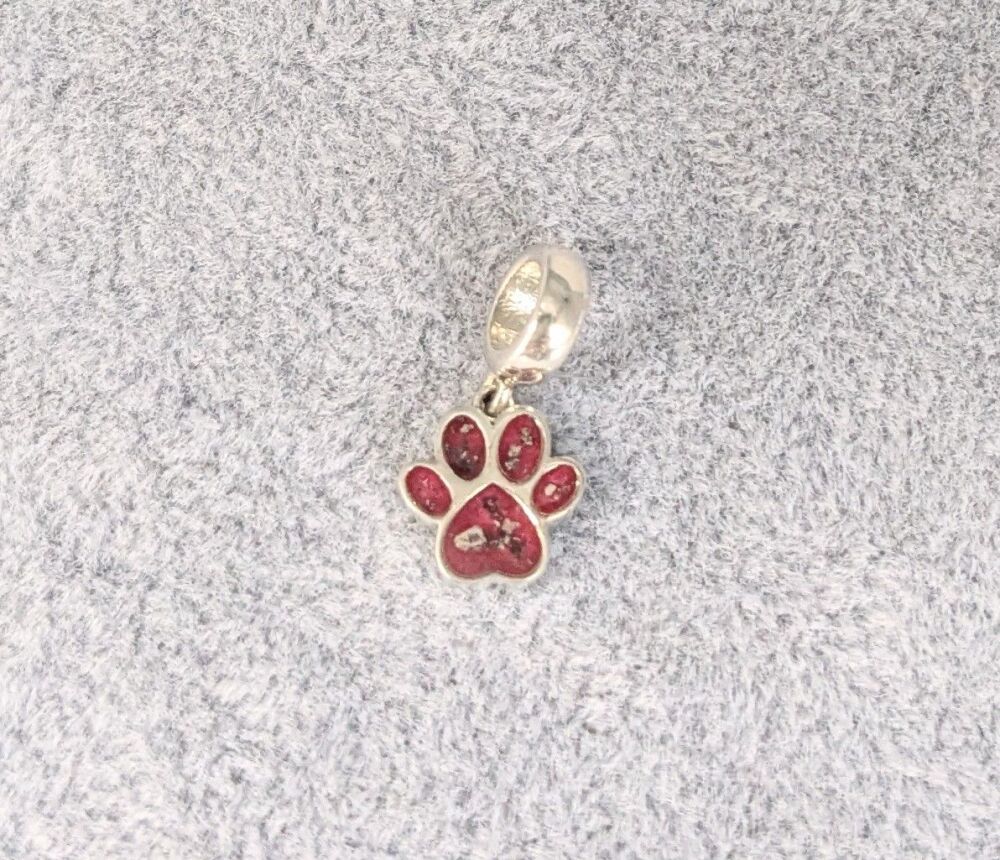 Silver Paw Print Dangle Charm