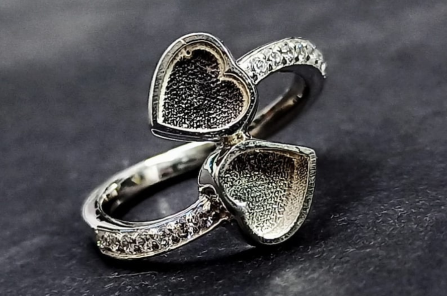 NEW DESIGN! 925 Silver  CZ Twin Heart Ring