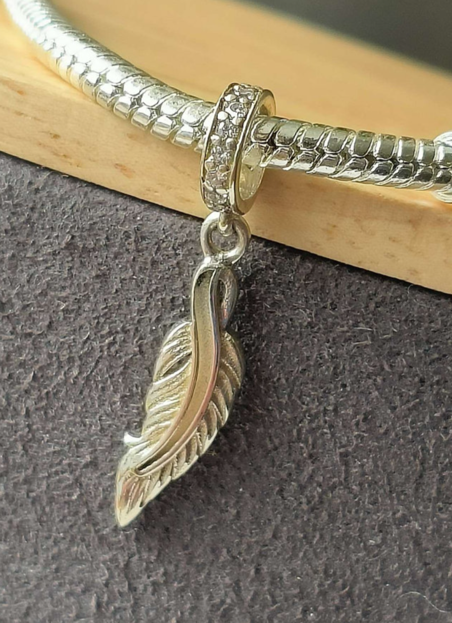 Sterling Silver and CZ Angel Wing Charm