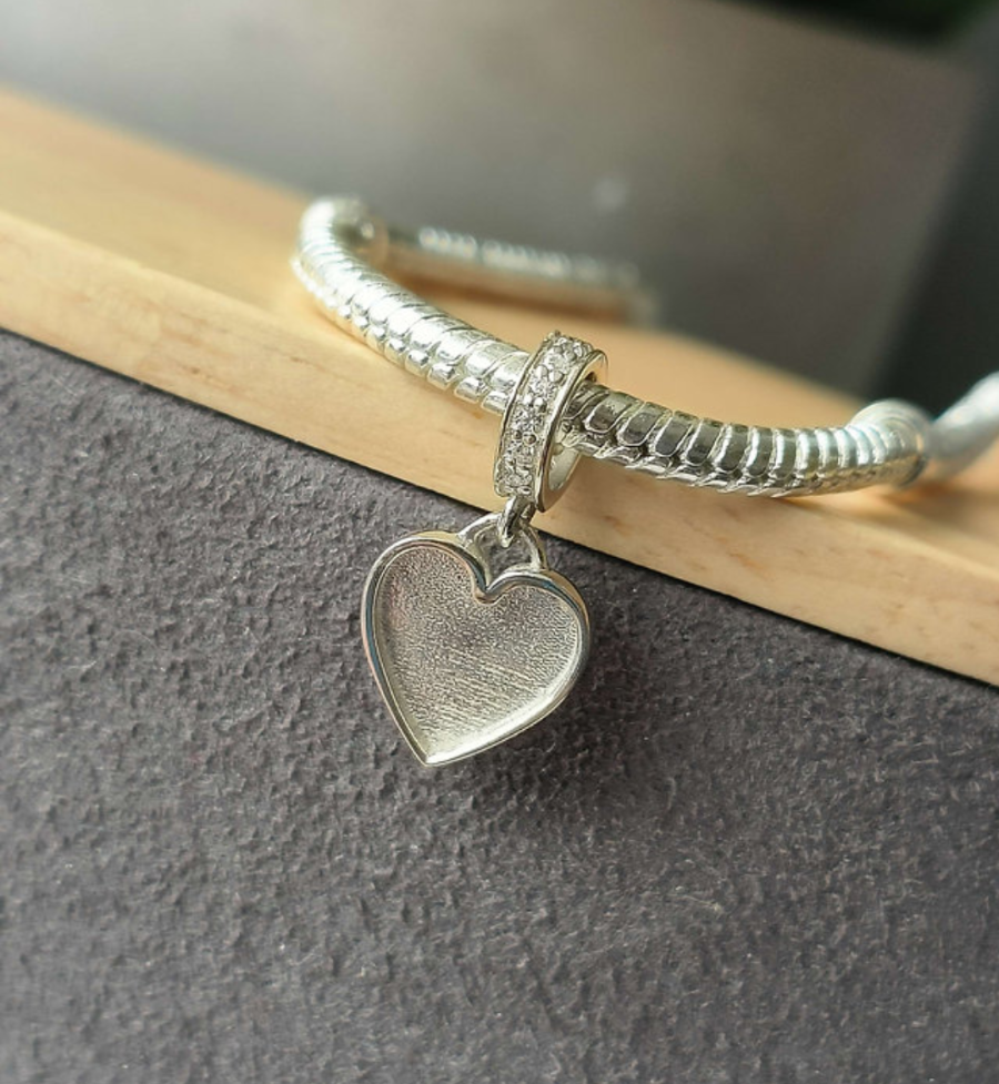 Sterling Silver and CZ Heart Charm