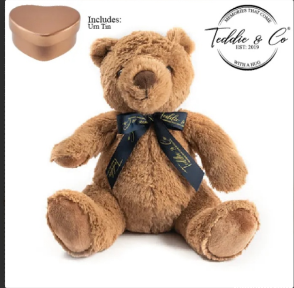 Brown Memory Bear - to include either an ashes tin or sound recording device