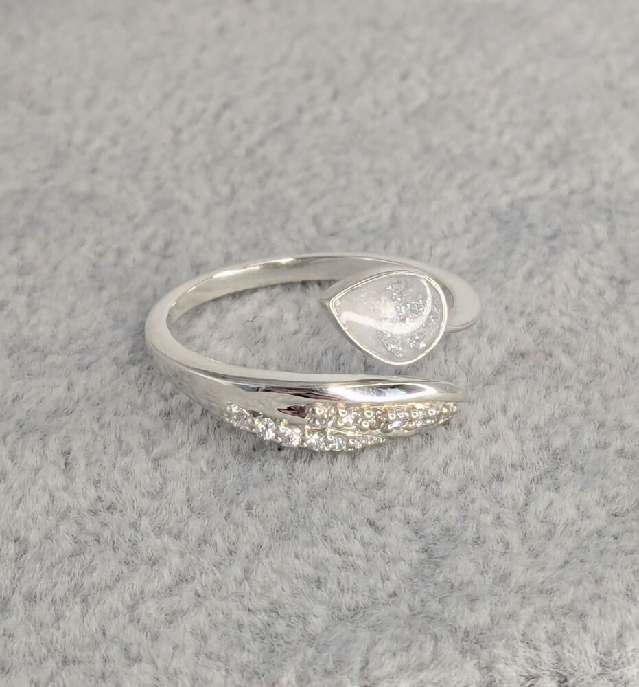 NEW DESIGN - teardrop feather adjustable ring - available in silver only