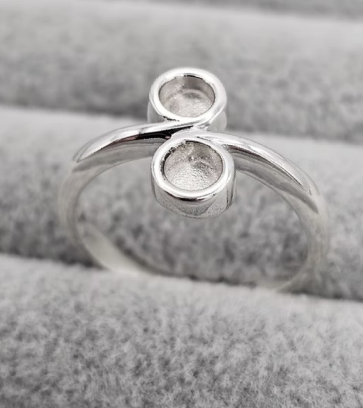 Double Swirl Setting Ring Sterling Silver (Introductory Price)
