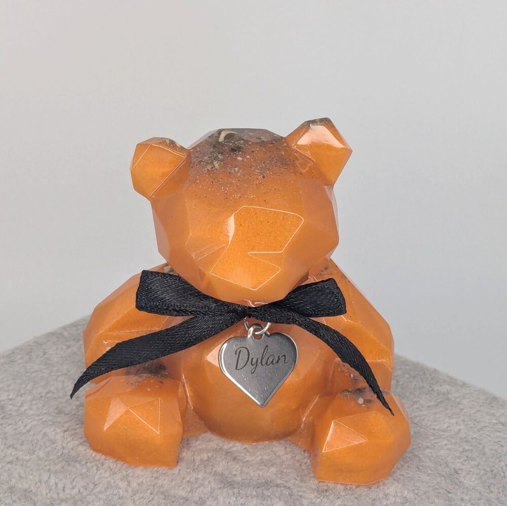 Memorial Resin Bear - Coloured bear  encapsulating ashes / hair (colour of your choice)