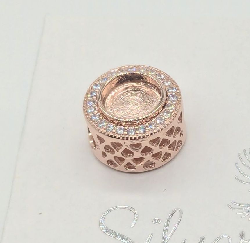 Sterling Silver with Rose Gold Plate  Diamonte Charm