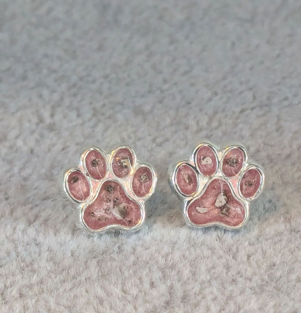 Silver Paw Print Stud Earrings