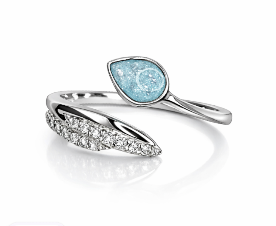 NEW DESIGN - teardrop feather adjustable ring - available in silver only