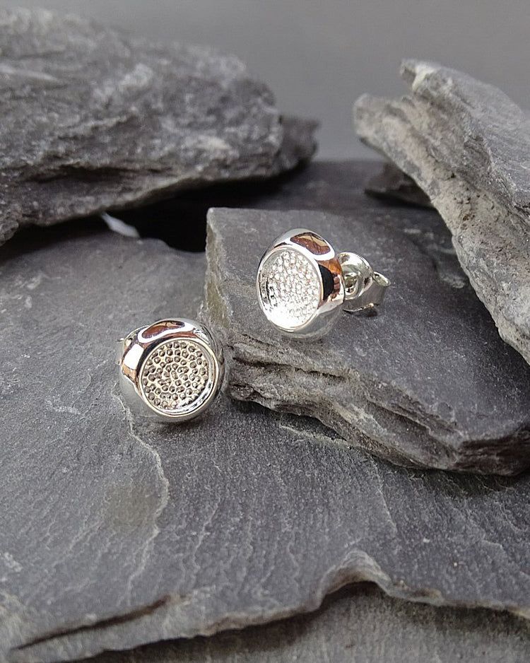 Silver 6mm Cushion Edge Stud Earrings