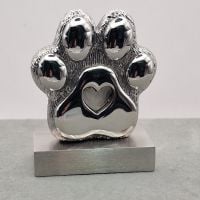 Stainless Steel Memorial Paw on stand (engraving can be added)
