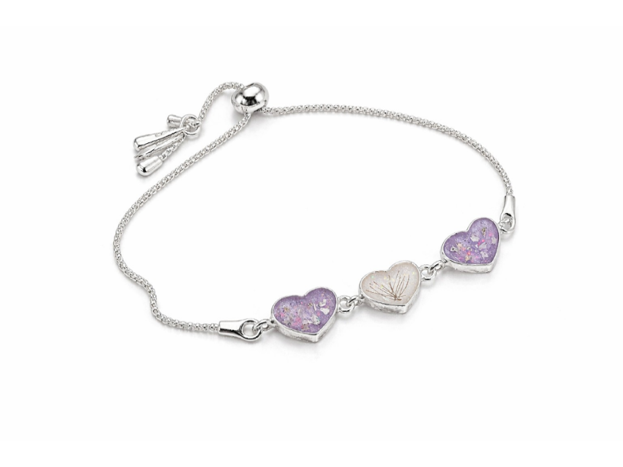 925 Silver heart trio bracelet