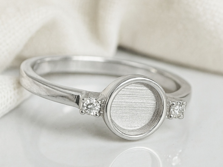 Round Double Gem  925 Silver Ring