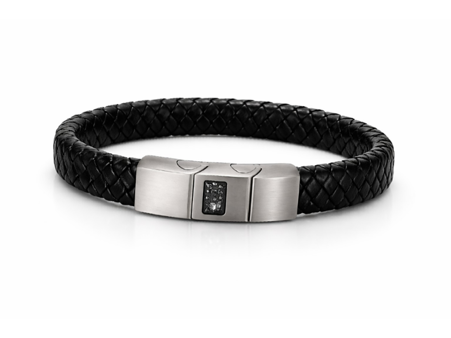 Leather bracelet with stainless steel clasp and resin setting of your choice