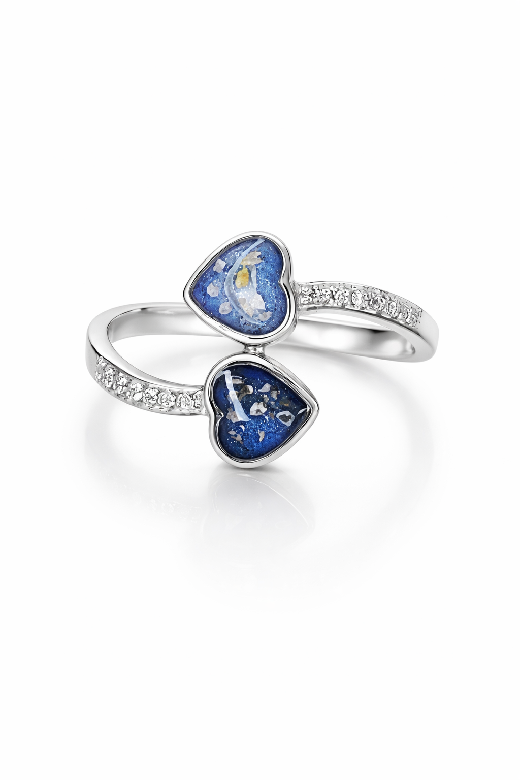 NEW DESIGN! 925 Silver  CZ Twin Heart Ring