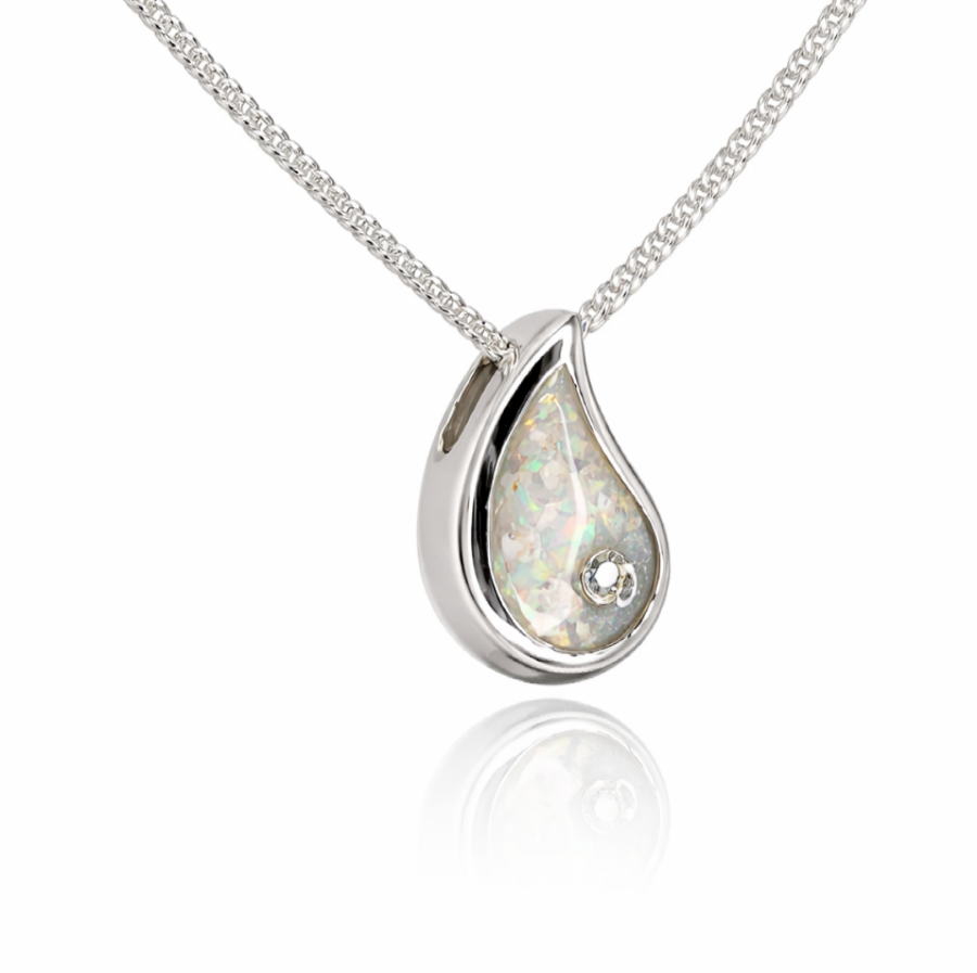 FLOATING MILK DROP CZ 925 SILVER PENDANT