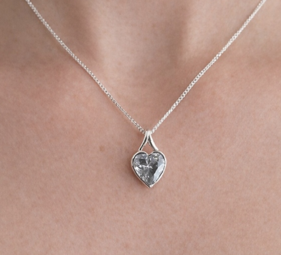 Secretly Set Sterling Silver Pendant Heart