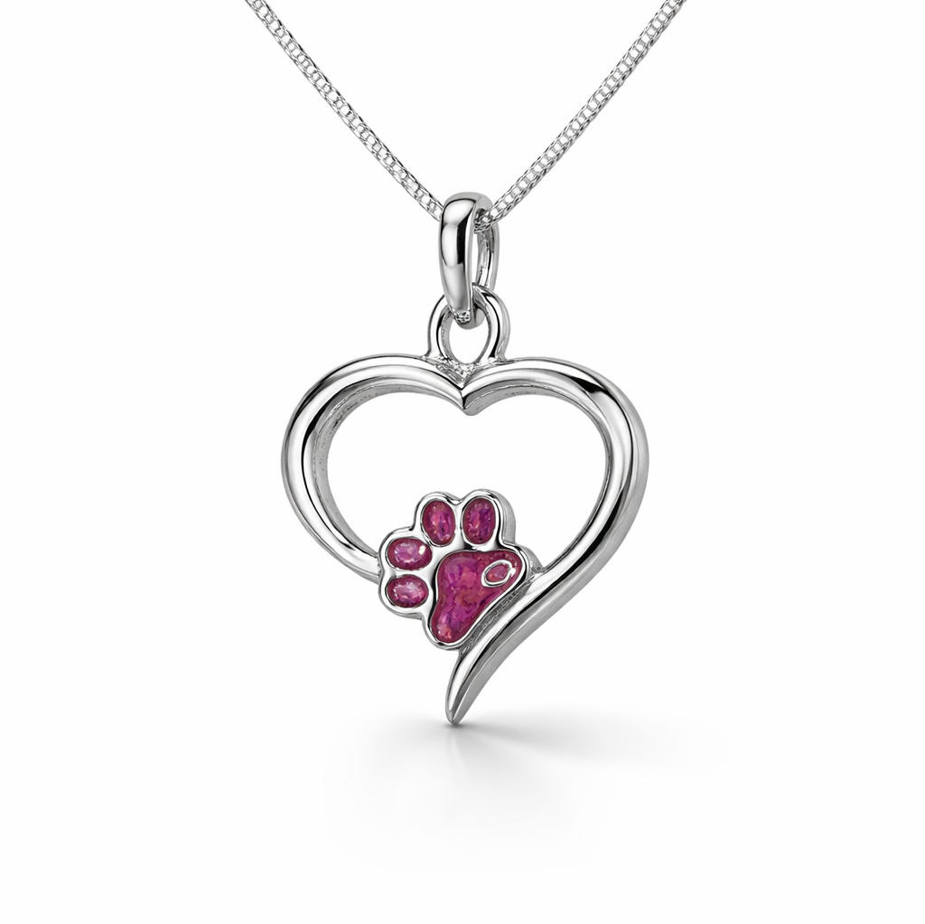 **NEW** Barley Paw print Hollow Heart Pendant 925 Silver