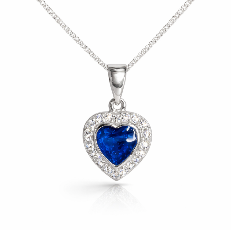 925 Silver CZ Heart Pendant