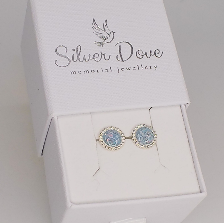 Silver 6mm Bead Edge Stud Earrings