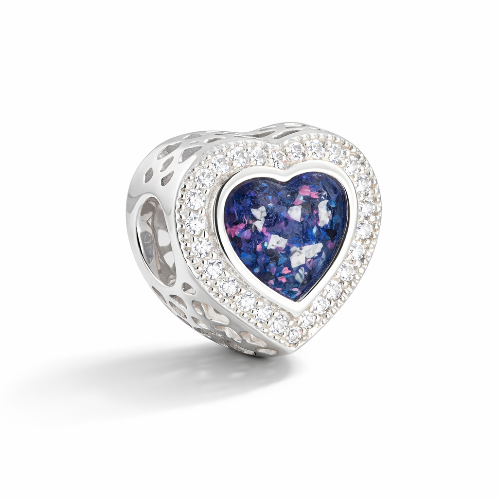 Silver Heart Diamonte Charm