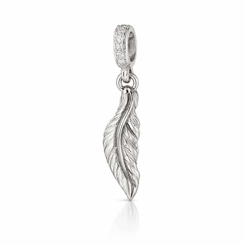 Sterling Silver and CZ Angel Wing Charm