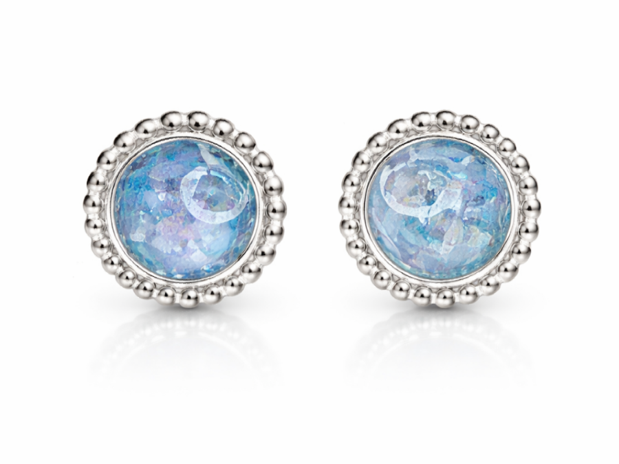 Silver 6mm Bead Edge Stud Earrings