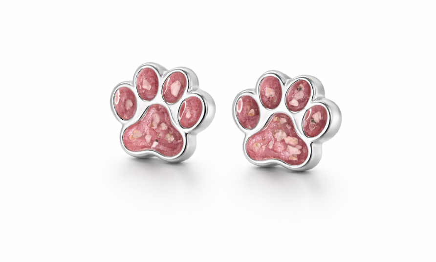 Silver Paw Print Stud Earrings
