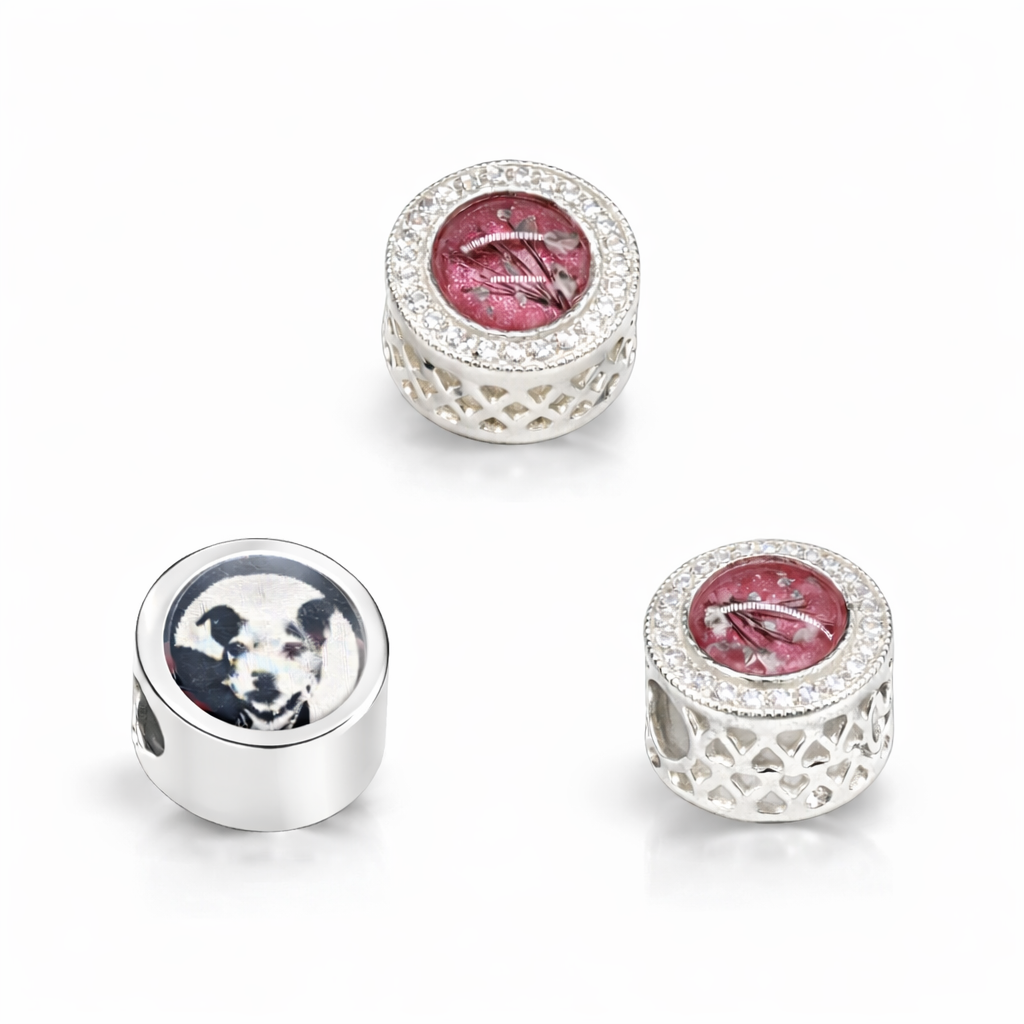 Silver Round Photo Diamonte Charm