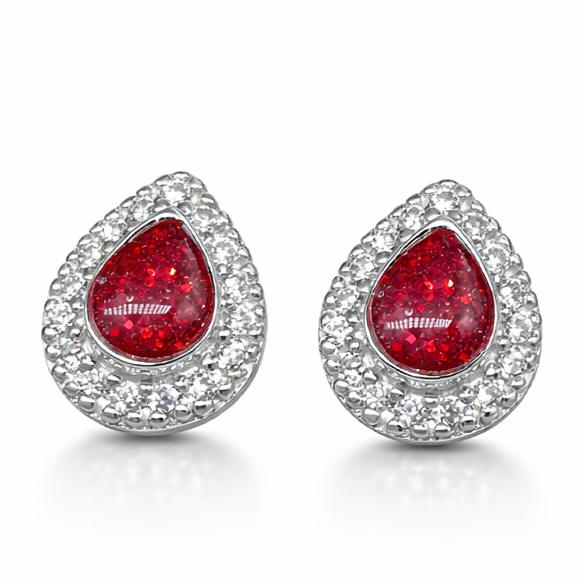 Silver Teardrop Diamonte Stud Earrings