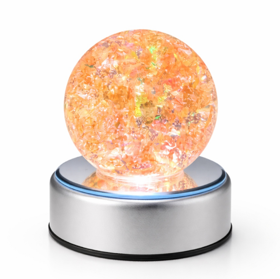 Resin memorial orb nightlight on revolving multi colour LED base - 82mm