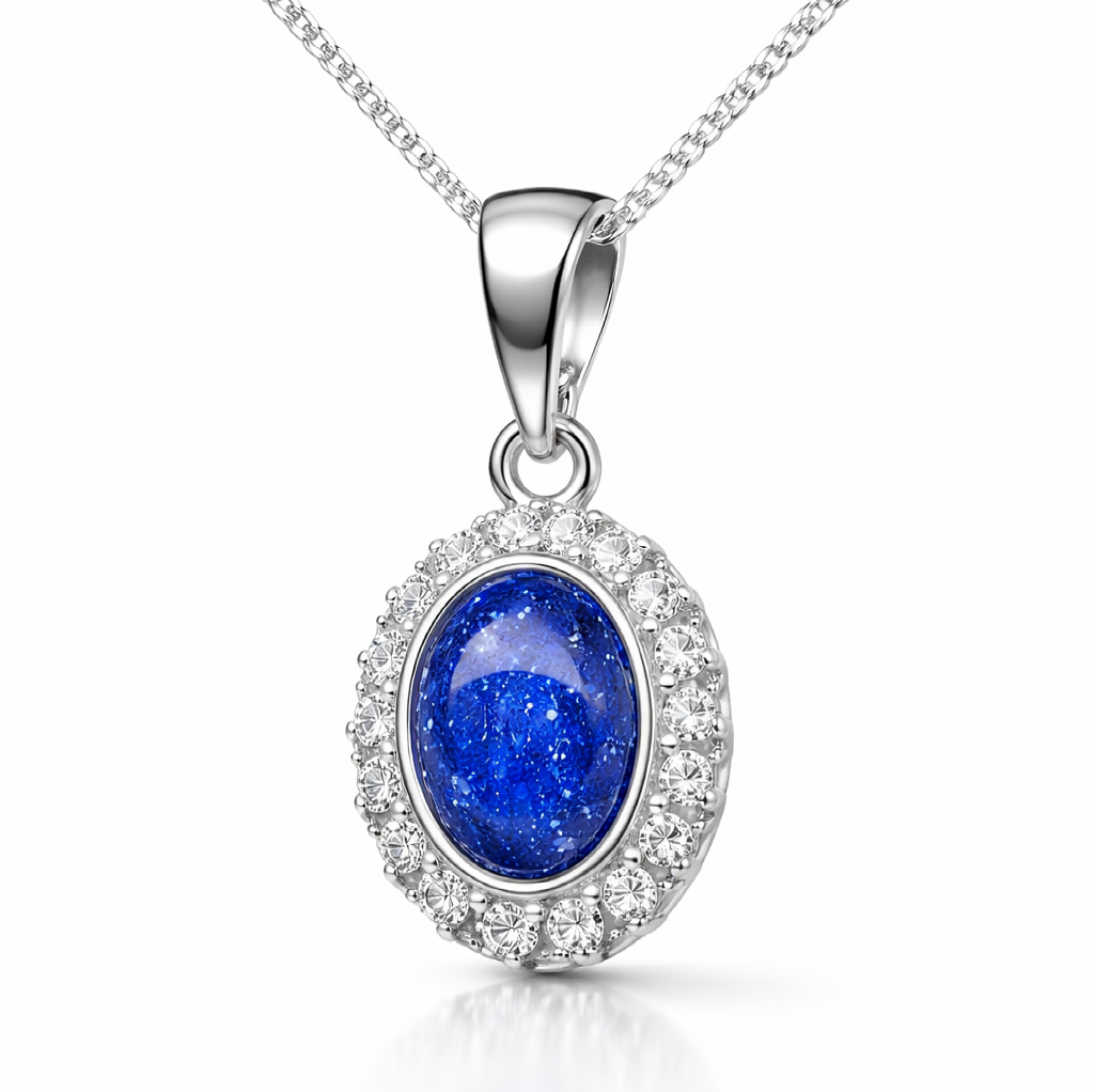 925 Silver CZ oval Pendant