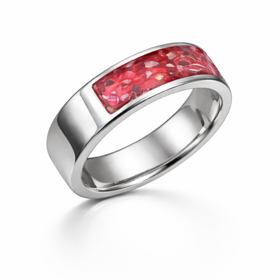 8mm  top channel sterling silver ring