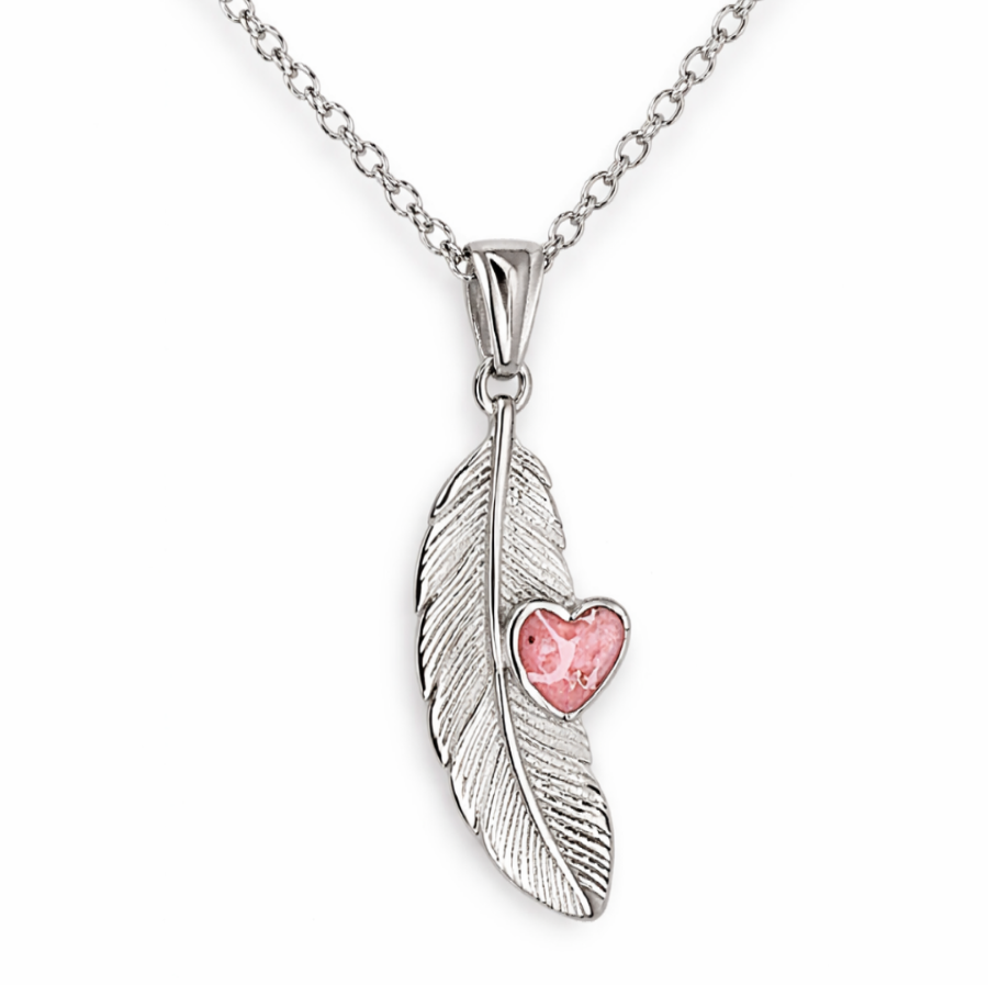 Stainless Steel Feather Heart Pendant