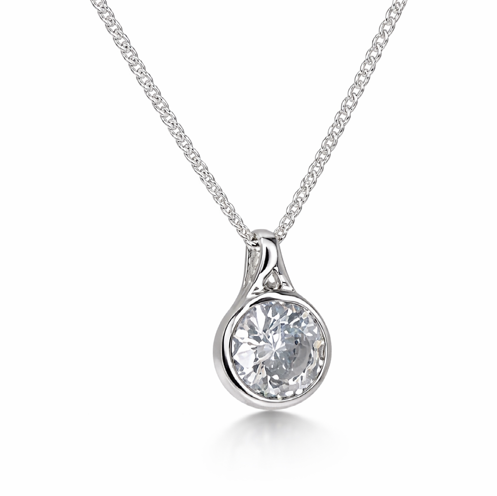 Secretly Set Sterling Silver Pendant Round