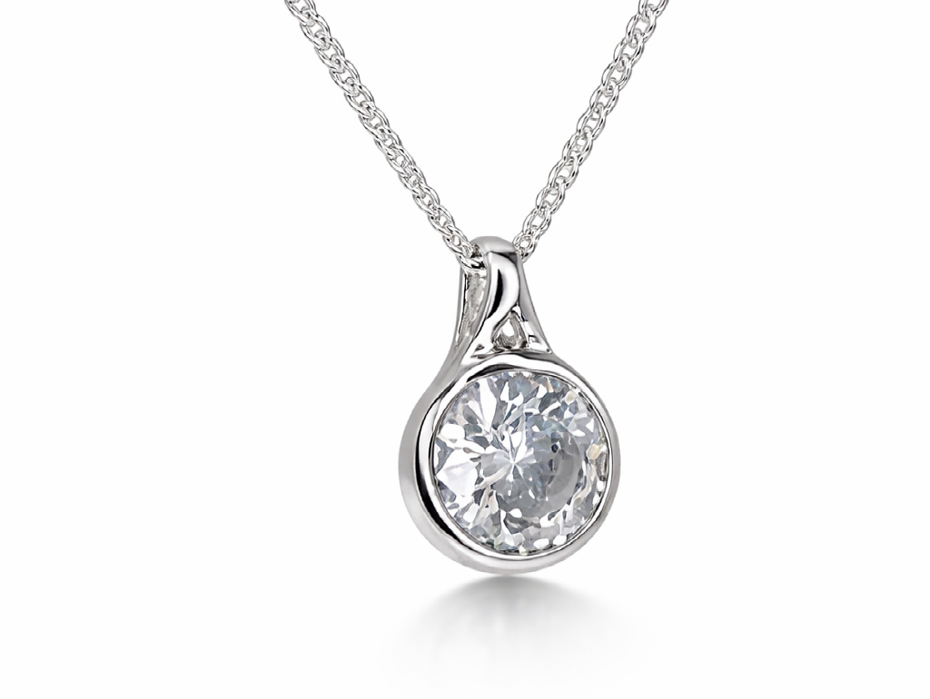 Secretly Set Sterling Silver Pendant Round