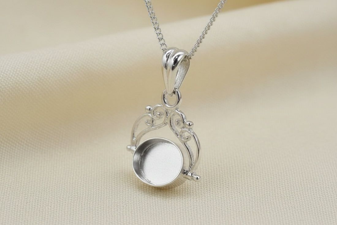 **NEW** Solid silver traditional style double sided spinning fob