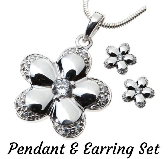 UU610081A Belgravia Design 30 Set Cremation Ashes Pendant & Earrings 925 Silver