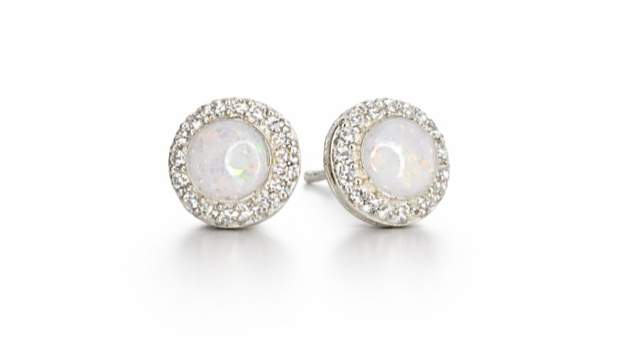 Silver Round Diamonte Stud Earrings