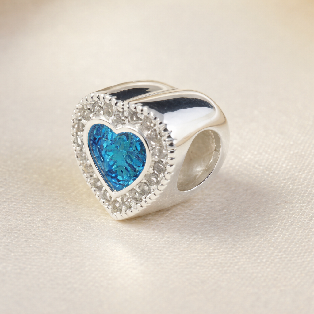 New design - CZ Sterling Silver Heart Charm