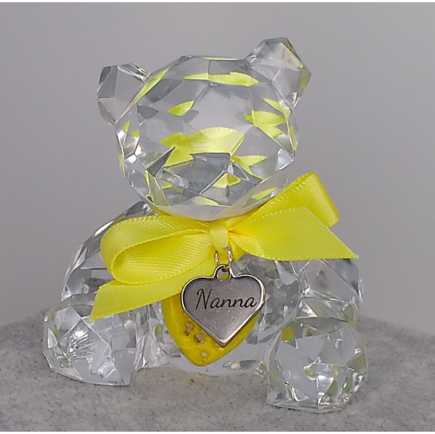 Memorial Resin Bear - Clear with  coloured / ashes heart (colour of your choice)