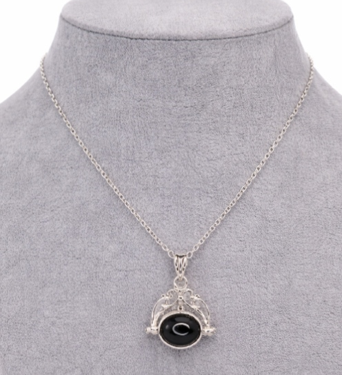 Solid silver traditional style double sided spinning fob