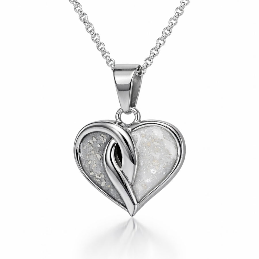 Stainless Steel Crossover Heart Pendant